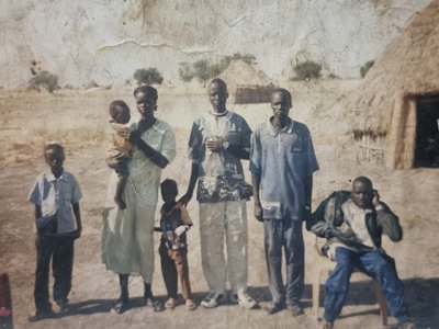 Family in refugee camp in Sudan